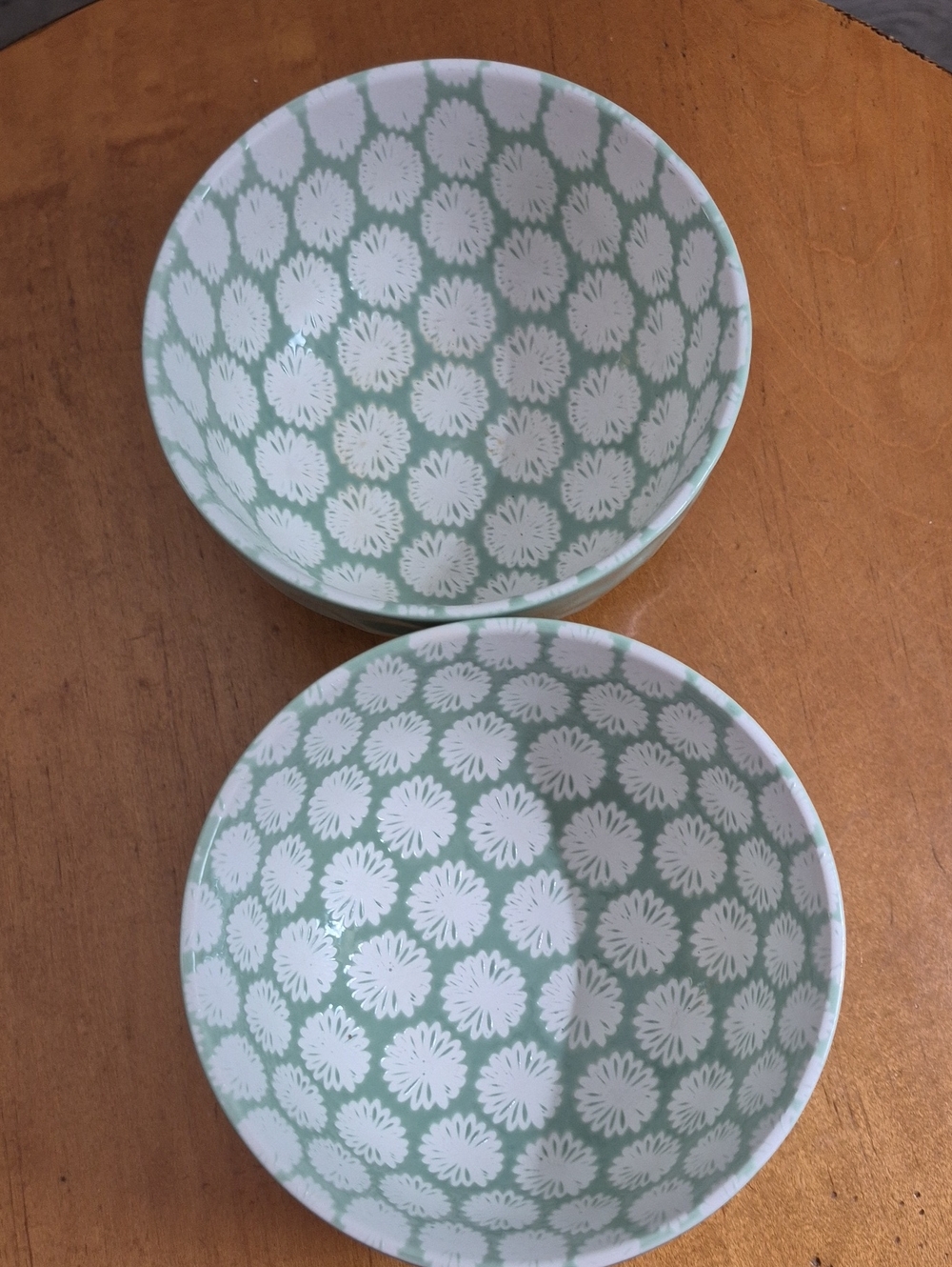 Paula Deen Mint Floral Ceramic Bowls - Set of 2
